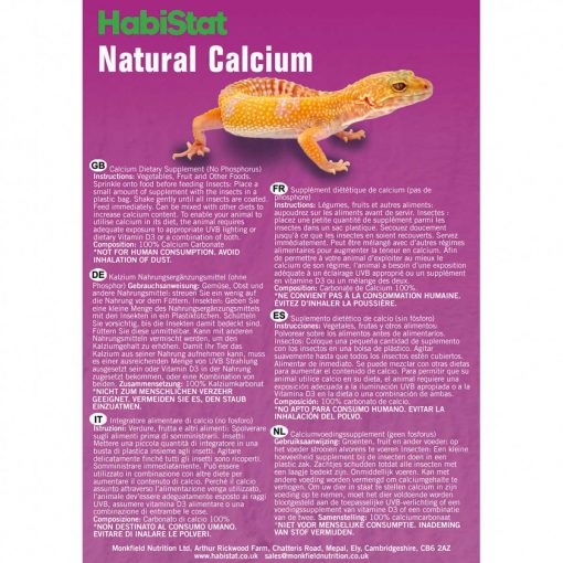 HabiStat Pure Natural Calcium For Reptiles