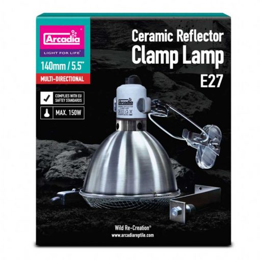 Arcadia Ceramic Stainless Steel Reflector Clamp Lamp 140mm