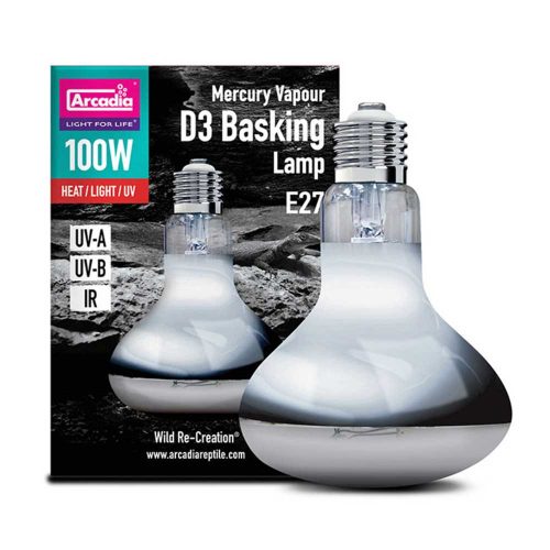 Arcadia Mercury Vapour D3 Basking Lamp | Heat, Light and UV In A Single Lamp | 100 Watts