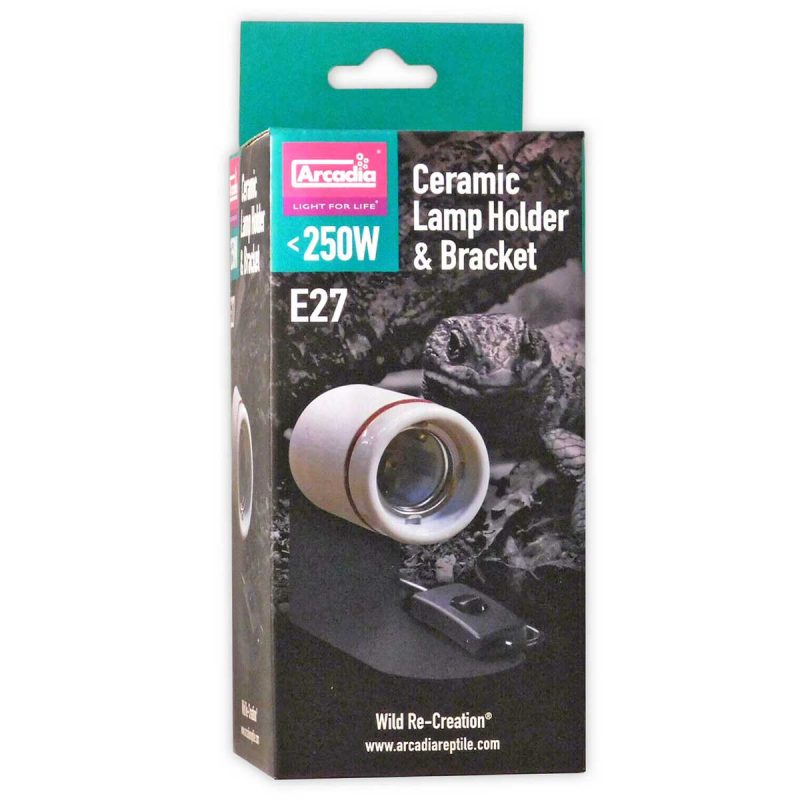 Arcadia Ceramic Lamp Holder & Bracket On/Off Switch Serpentia