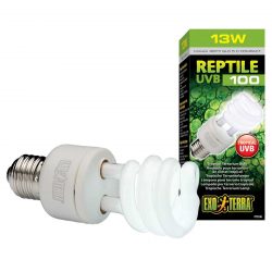 Exo Terra Reptile UVB 100 13 watts Tropical Reptile Bulb for tropical reptile species formerly called Reptile Glo 5.0 Compact