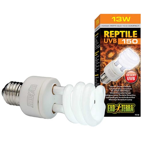 Exo Terra Reptile UVB 150 13 watts Tropical Reptile Bulb for desert reptile species formerly called Reptile Glo 10.0 Compact