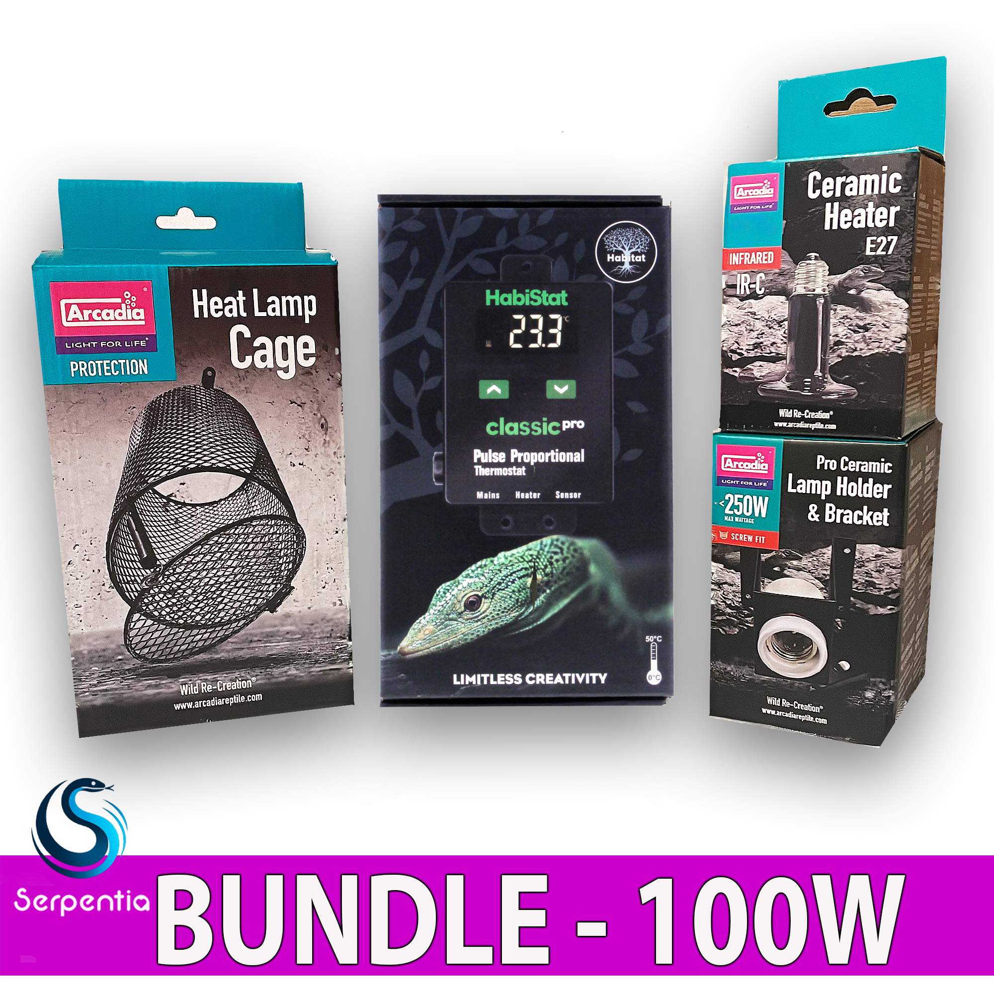 HabiStat Pro Pulse Proportional Thermostat - Arcadia 100W Ceramic Heating Bundle