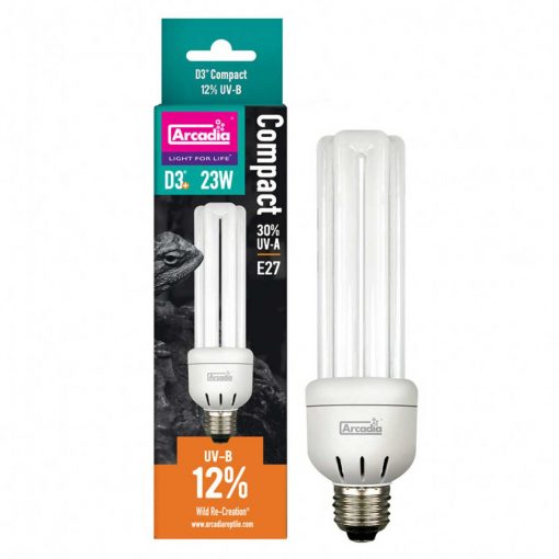 Arcadia D3+ Compact Bulb | 12% UVB | 30% UVA | 23 Watts Reptile UV