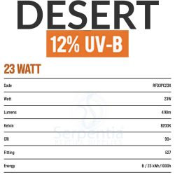 Arcadia D3+ Compact Bulb 12% UVB 23 Watts | For Desert Reptile Species