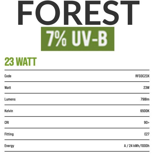 Arcadia D3 Compact Bulb | 7% UVB 23 Watts | Forest Reptile UV Bulb