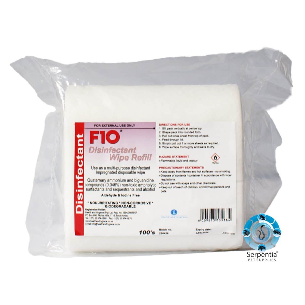 F10 Disinfectant Wipes Refill Pack Serpentia Pet Supplies