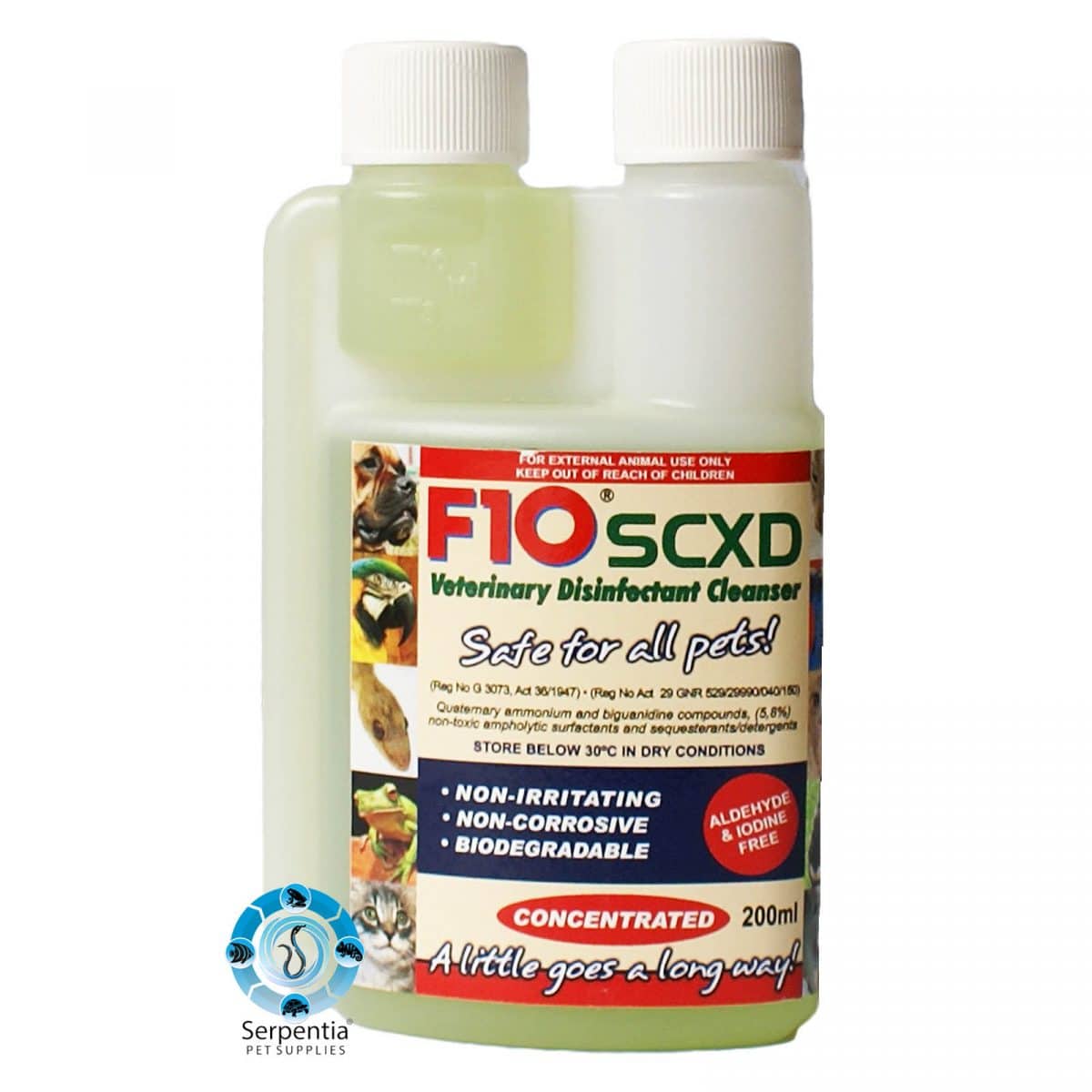 F10 SCXD Veterinary Disinfectant Cleanser Concentrate 200ml Serpentia
