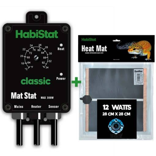 Habistat Mat Stat Black and 12 watt Heat Mat Bundle